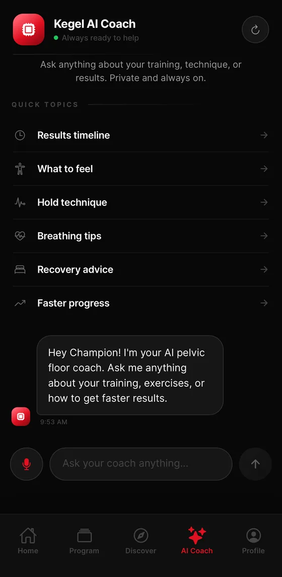 AI coach chat screen