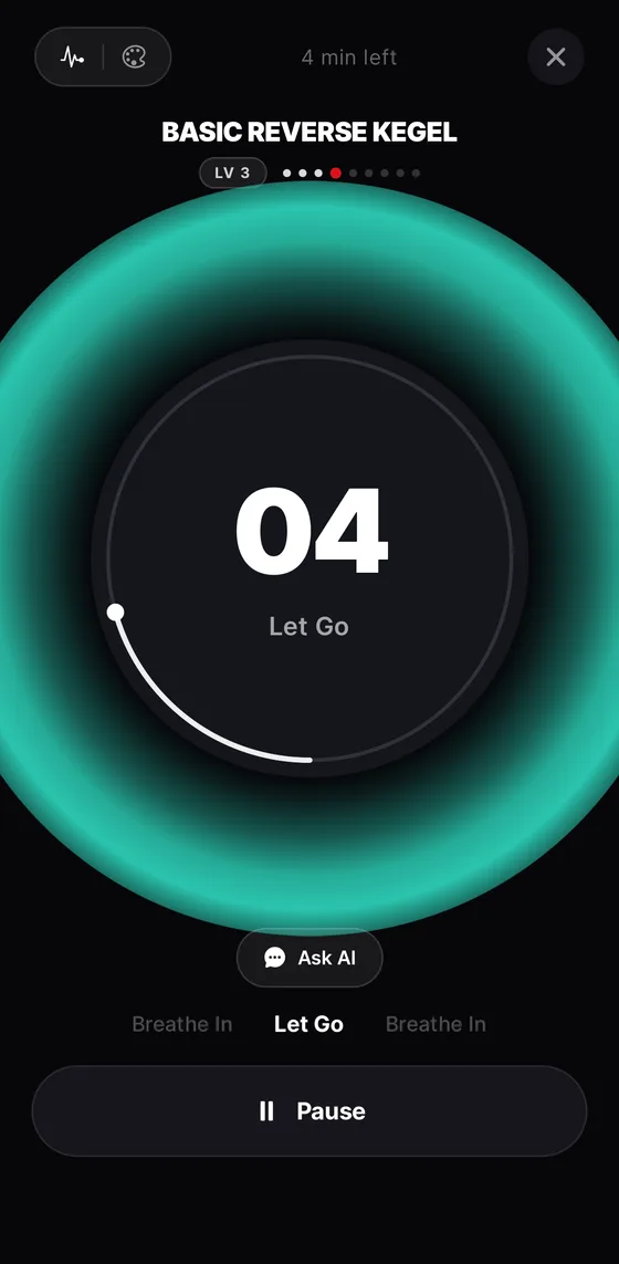 Guided breathing timer during the release phase